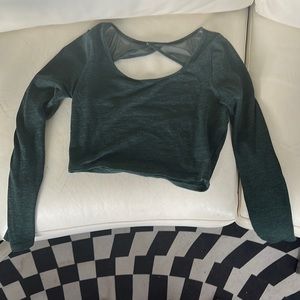 Green long sleeve crop top with open sexy back